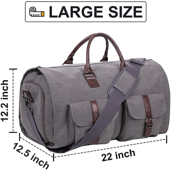 Carry On Garment Bag - Travel Business - Canvas Duffel Bag with Shoe Compartment - Picture 3 of 7